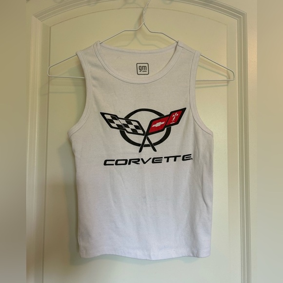 Urban Outfitters White Tank Top with Corvette Logo - Picture 1 of 2
